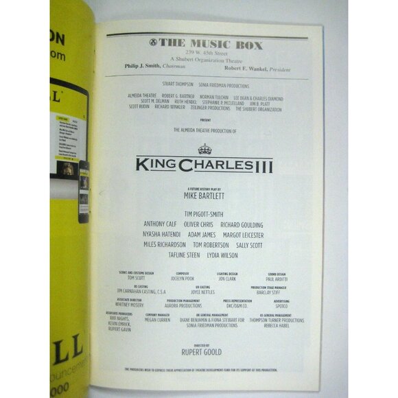 King Charles III Playbill January 2016 Mike Bartlett Tim Pigott-Smith Goulding - Picture 4 of 7